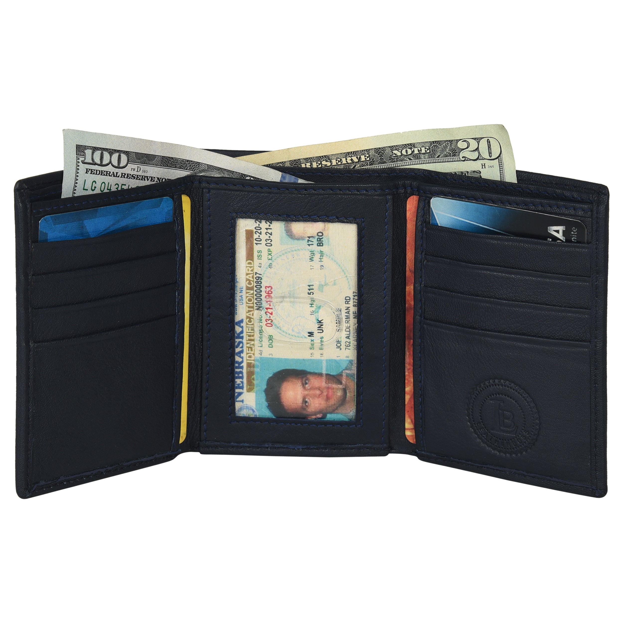 Premium Leather Trifold Wallet with ID Window