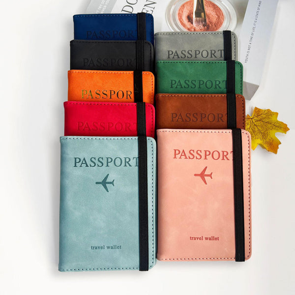 Leatherboss Passport Holder RFID, Card Slots, Travel Wallet with Band Strap