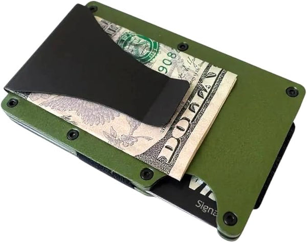 Leatherboss Metal Wallet for Men with Money Clip, RFID Blocking Slim Card Holder for Cash & Cards