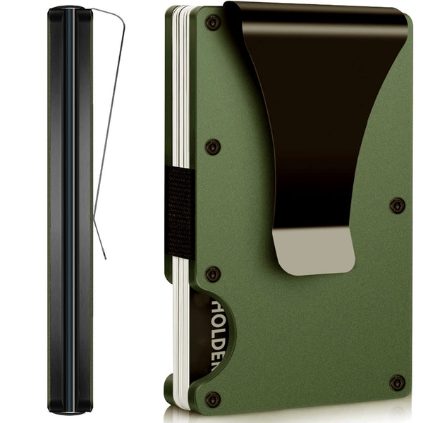 Leatherboss Metal Wallet for Men with Money Clip, RFID Blocking Slim Card Holder for Cash & Cards