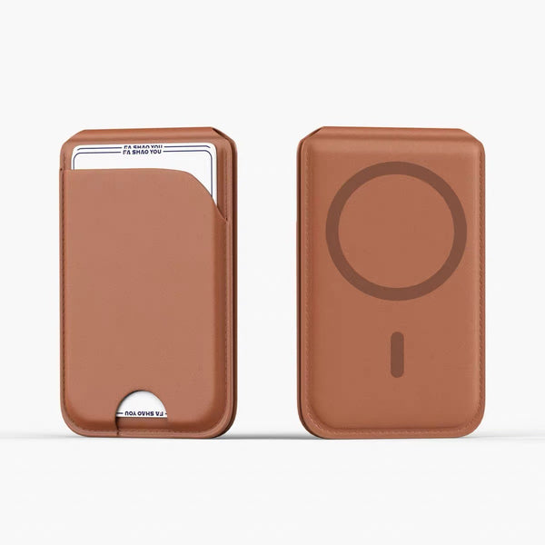 Leatherboss Magnetic Mobile Wallet & Cardholder Stand – Slim Premium Holder for iPhone & Android (Chocolate)