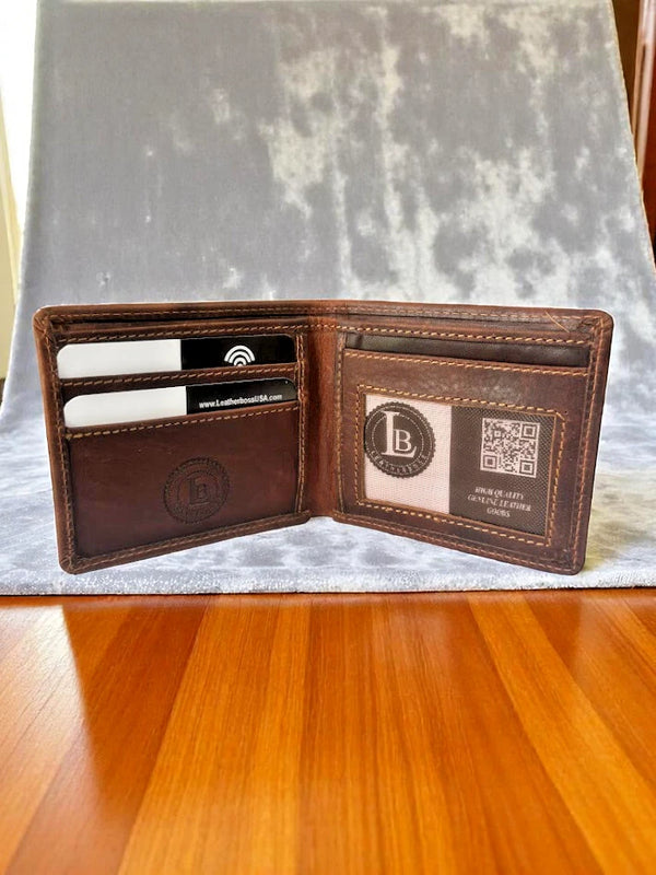 RFID Blocking Slim Thin Bifold Credit Card ID Vintage Leather Wallet for Men