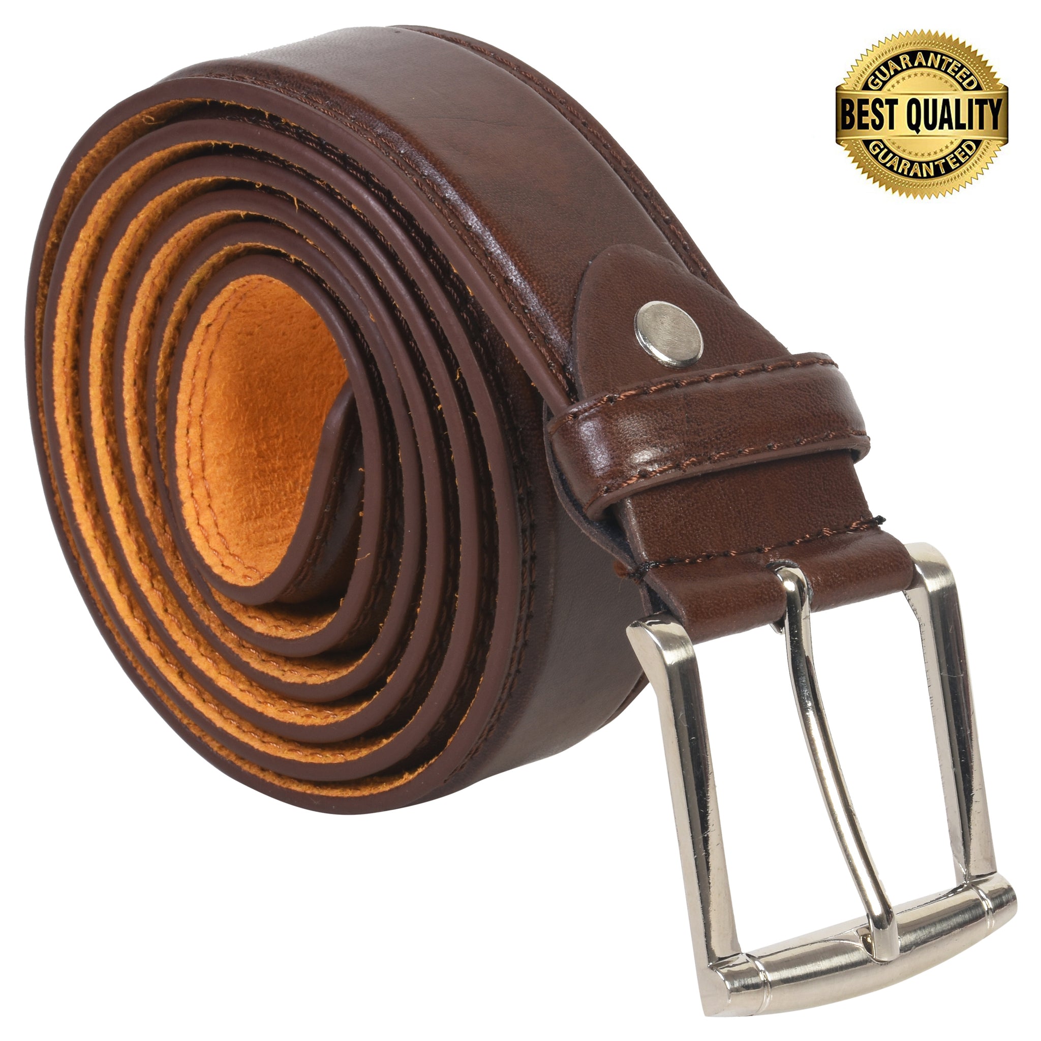 Leatherboss Genuine Leather Men's Stylish Casual Jeans Belt, Brown