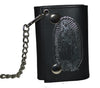 Leatherboss Genuine Leather Men's Trifold Wallet with Chain Biker Trucker ,Black