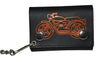 Leatherboss Genuine Leather Men's Trifold Wallet with Chain Biker Trucker ,Black