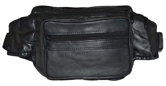 FANNY PACK NEW POPULAR STYLE GENUINE LEATHER 5 ZIPPERS GREAT GIFT IDEA