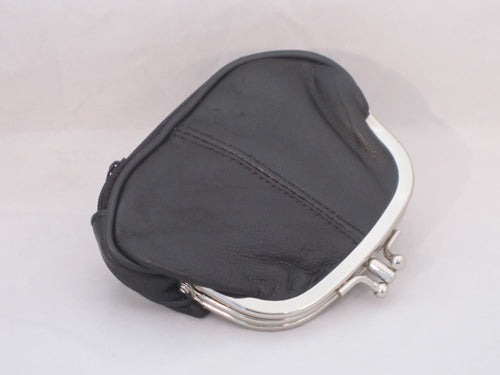 Large Leather Metal frame coin purse by Leatherboss