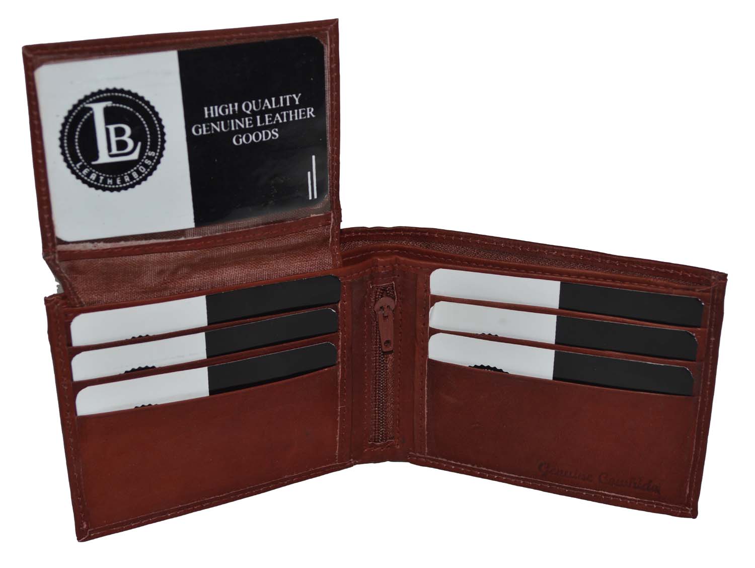 Leatherboss Genuine Leather Men Credit Card Pull up flap Bifold Wallet