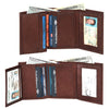 Leatherboss Mens Trifold 4 Fold Leather 2 money pockets, 2 Id slots,1 gift bag
