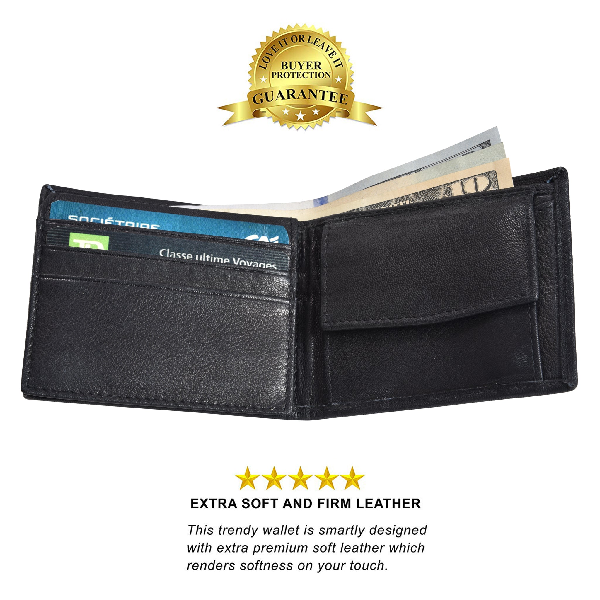 Leatherboss Genuine Leather Boy's Men's Compact Small Credit Card Holder Wallet