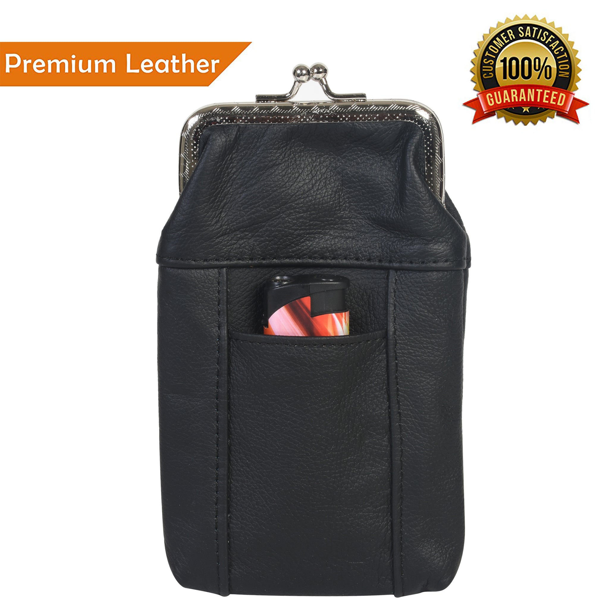 Premium Black Leather Lighter Case | eLighters