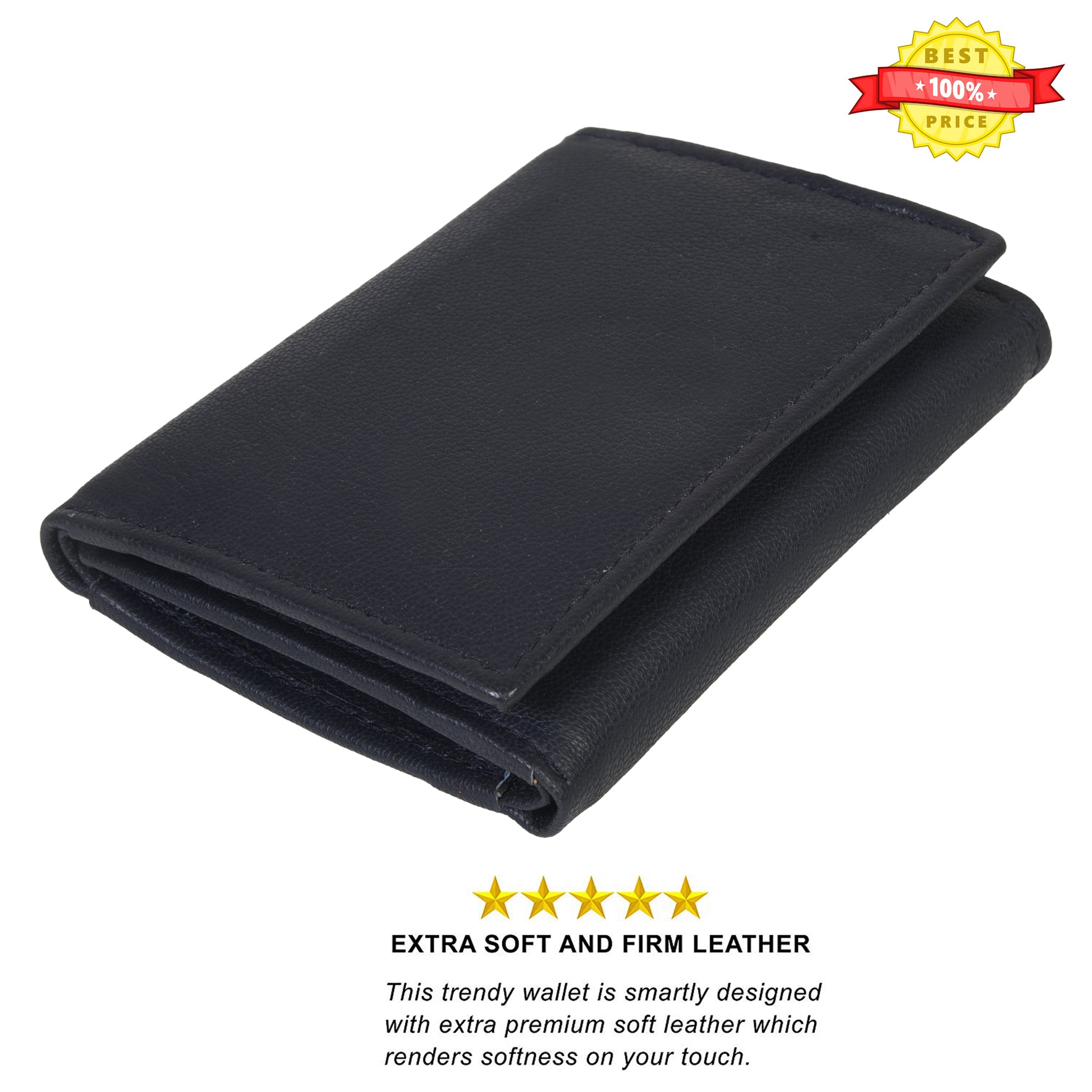 Leatherboss Christmas stocking filler boys leather wallet with Coin Pocket