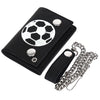 Leatherboss Genuine Leather Men Soccer Print Trifold Wallet Chain Biker