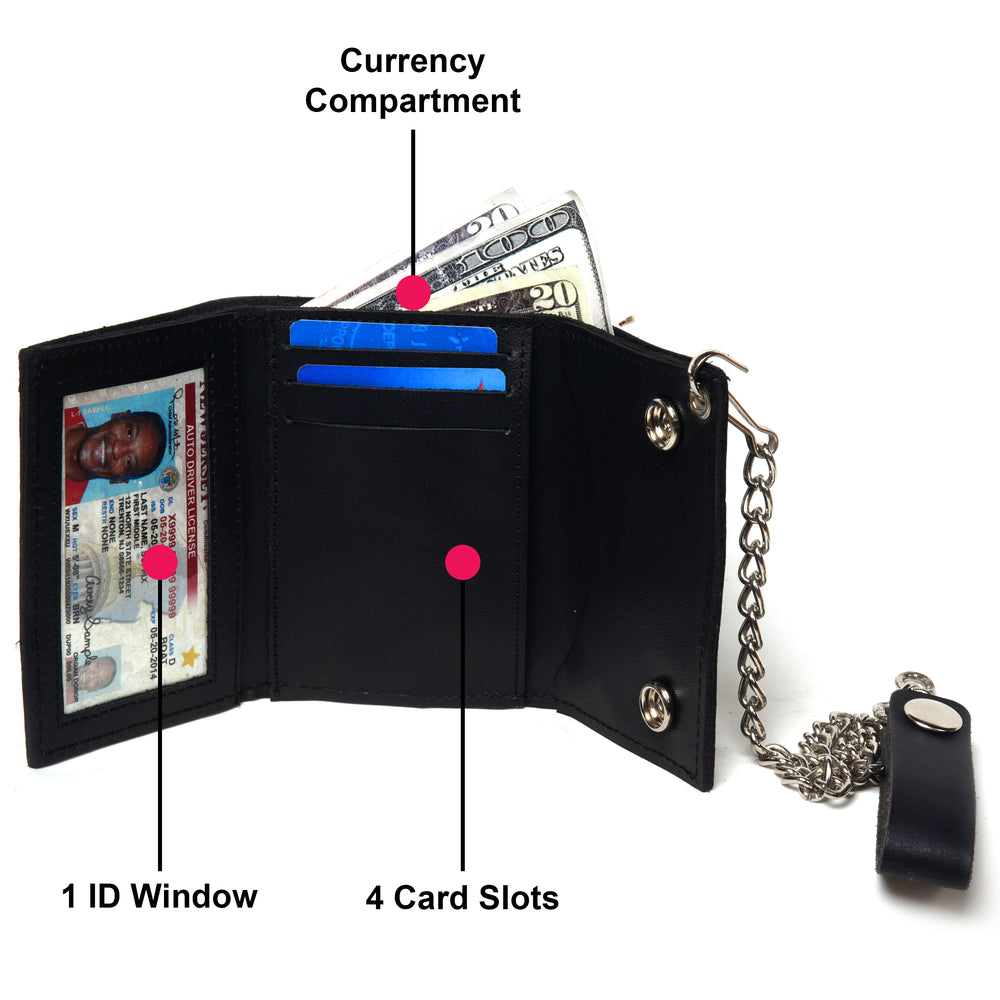 Leatherboss Designer Trifold Wallet With Pull Out Card Holder New In A Gift Bag