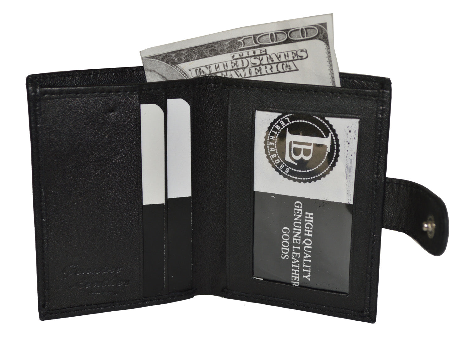 Genuine Leather ID Card Holder With Snap Closure by Leatherboss