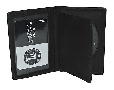 Police ID Badge Holder Shield Bifold Black Genuine Leather Rare Style