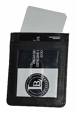 Leather Magnetic Money Clip Slim Credit Card Id Holder Black Men's Wallet