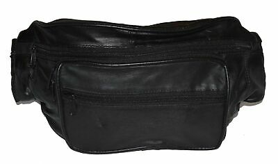 Leather Large Fanny Pack Waist Bag 6 Pockets great for travel secure & organized