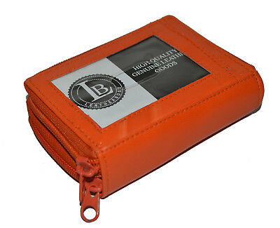 Genuine Leather Credit card holder accordian Wallet Orange New by Leatherboss