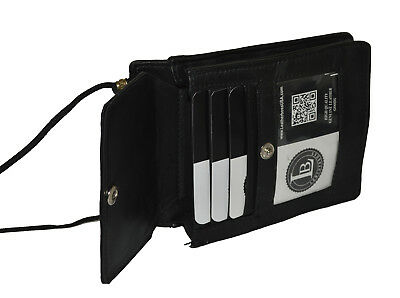 Genuine Leather Transparent Window Passport Cover, Men's Neck Travel Card Wallet
