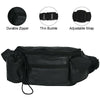 FANNY PACK JUMBO SIDE POCKETS WITH WATER HOLDER NEW BLACK GENUINE LEATHER