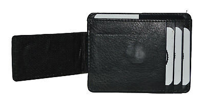 Leather Magnetic Money Clip with card slots and Outside ID window