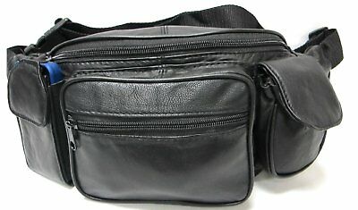 Leatherboss fanny pack with 2 phone pockets and 3 zipper pockets Black New