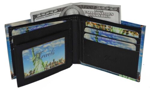 Leatherboss Men Exotic New York skyline Bifold Wallet with printed gift box