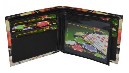 Leatherboss Men Bifold Exotic Wallet Casino poker chips with printed gift box