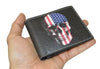 Leatherboss Men Bifold Exotic Wallet USA Skull with printed gift box