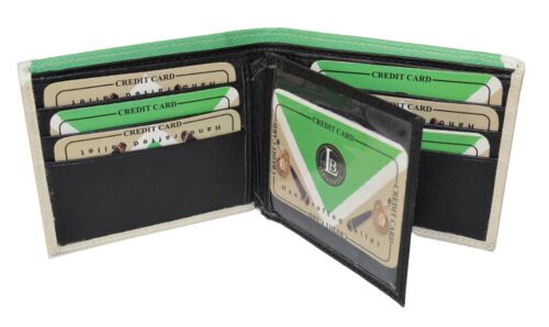Leatherboss Men Bifold Exotic Wallet Baseball Theme Gift Box
