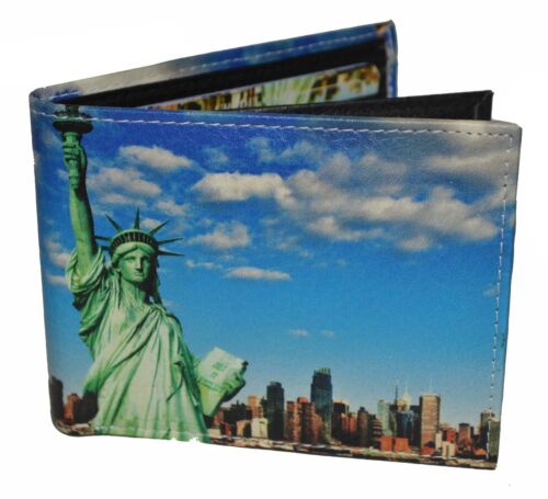 Leatherboss Men Exotic New York skyline Bifold Wallet with printed gift box