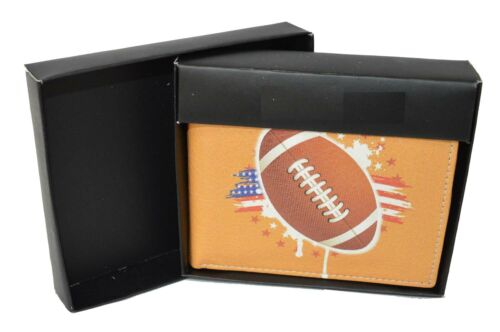 Leatherboss Men Bifold Exotic Wallet Sports American Football Theme Gift Box
