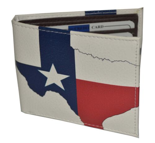 Leatherboss Men Bifold Exotic Wallet Texas Flag Map with printed gift box