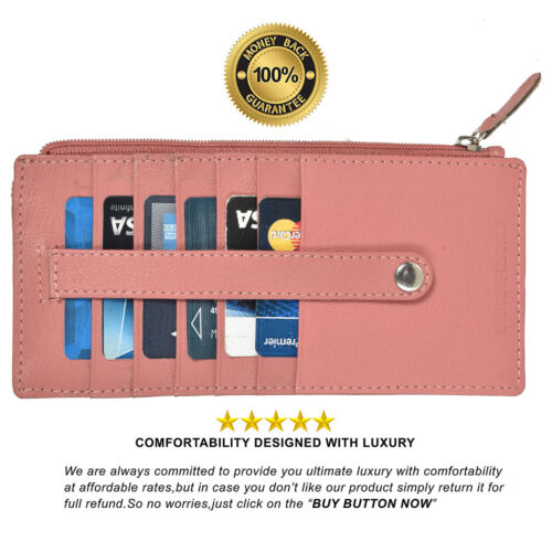  Leatherboss Genuine Leather Women's All in One Credit Business  Card Case Holder Slim Zipper Wallet With a Card Protection Strap, Purple :  Clothing, Shoes & Jewelry